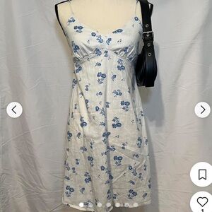 Abound White Slip Midi Dress with Blue Floral Print